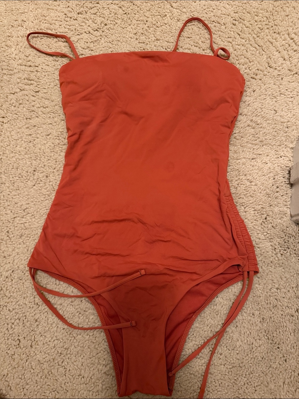 Classic Strap One-Piece Swimsuit in Rust Orange